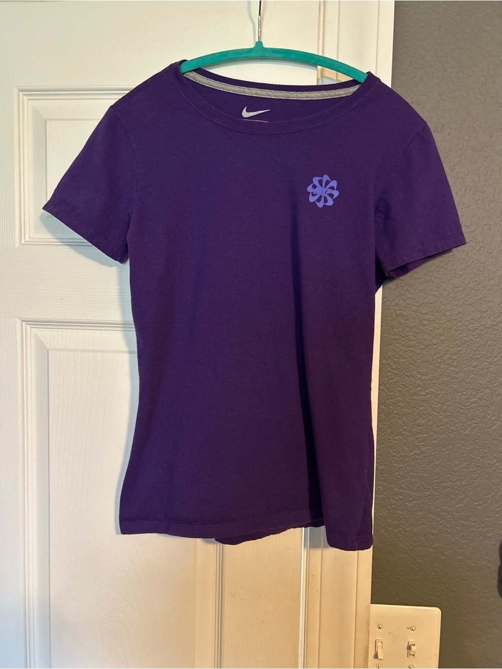 Nike Purple Slim Fit Tee with Teal Neck Trim